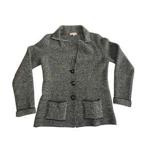 COCOGIO Italy Wool Blend Knit Blazer Jacket Womens M Gray Cardigan Pockets